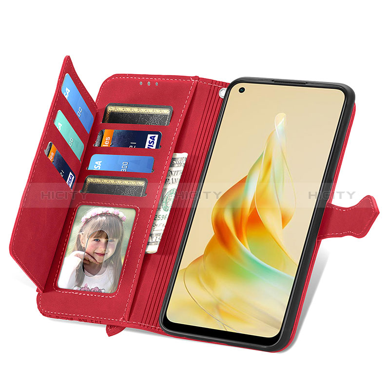 Handytasche Stand Schutzhülle Flip Leder Hülle S14D für Oppo Reno8 T 4G groß