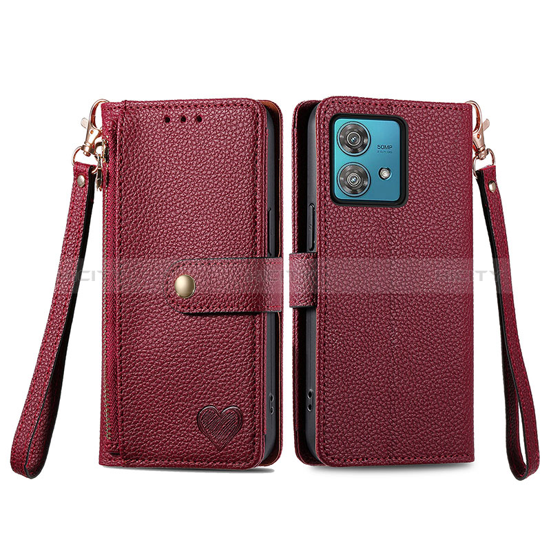 Handytasche Stand Schutzhülle Flip Leder Hülle S15D für Motorola Moto G84 5G Rot