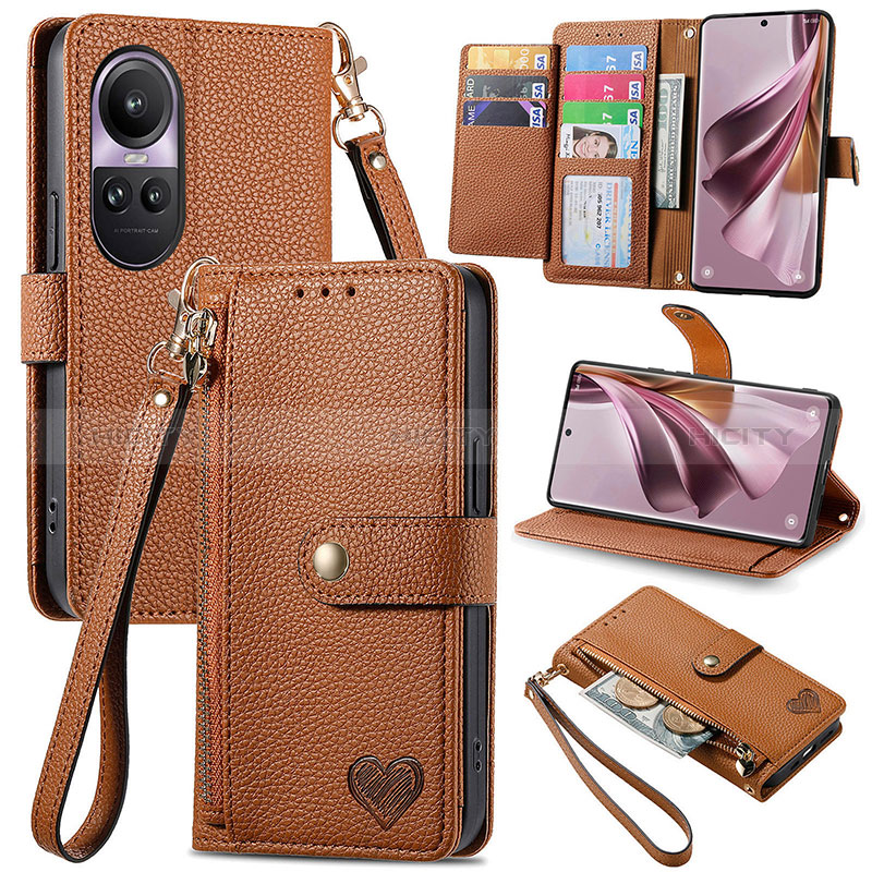 Handytasche Stand Schutzhülle Flip Leder Hülle S15D für Oppo Reno10 Pro 5G