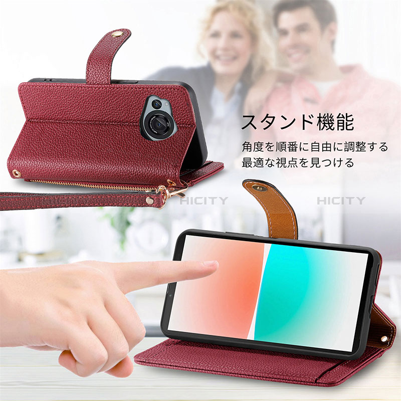 Handytasche Stand Schutzhülle Flip Leder Hülle S15D für Sharp Aquos R8s groß