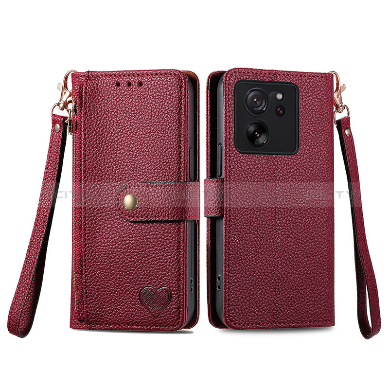 Handytasche Stand Schutzhülle Flip Leder Hülle S15D für Xiaomi Mi 13T 5G Rot Plus