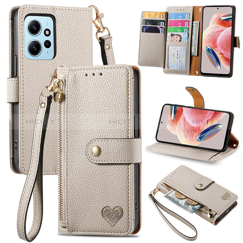 Handytasche Stand Schutzhülle Flip Leder Hülle S15D für Xiaomi Redmi Note 12 4G Grau