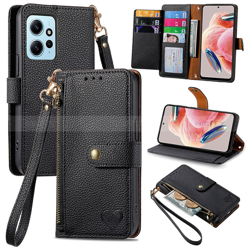 Handytasche Stand Schutzhülle Flip Leder Hülle S15D für Xiaomi Redmi Note 12 4G Schwarz Plus