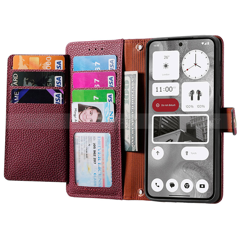 Handytasche Stand Schutzhülle Flip Leder Hülle S16D für Nothing Phone 2 groß