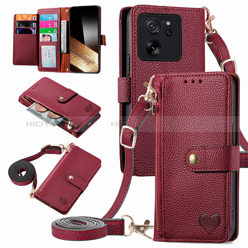 Handytasche Stand Schutzhülle Flip Leder Hülle S16D für Xiaomi Mi 13T 5G Rot Plus