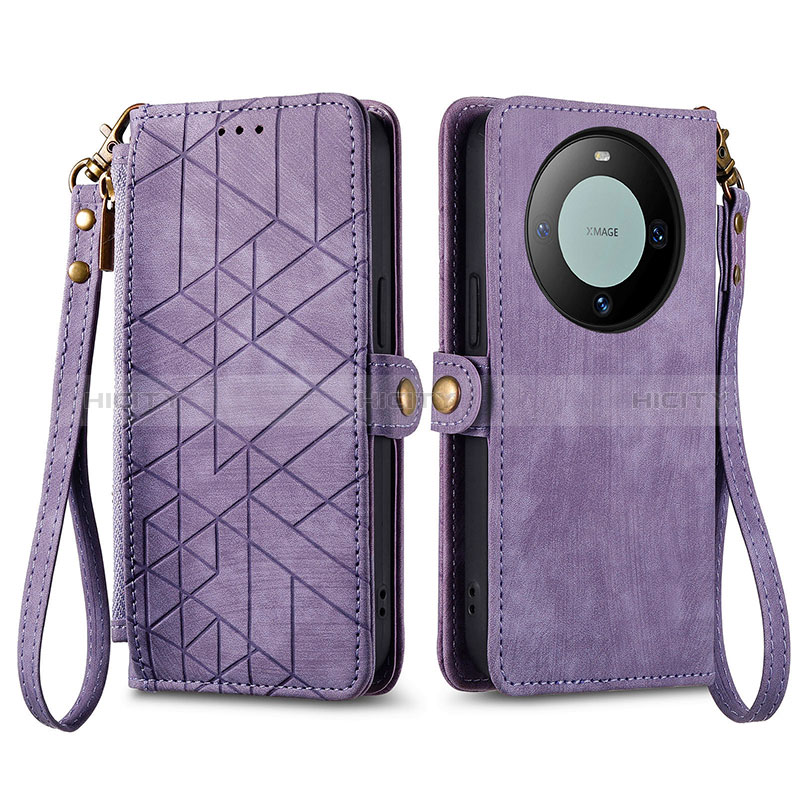 Handytasche Stand Schutzhülle Flip Leder Hülle S17D für Huawei Mate 60 Pro Violett