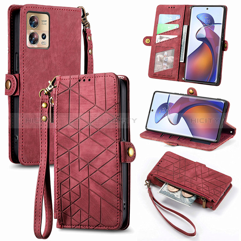 Handytasche Stand Schutzhülle Flip Leder Hülle S17D für Motorola Moto Edge 30 Fusion 5G groß