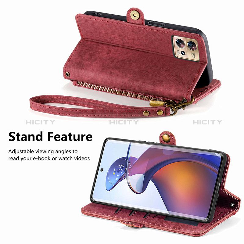 Handytasche Stand Schutzhülle Flip Leder Hülle S17D für Motorola Moto Edge 30 Fusion 5G groß