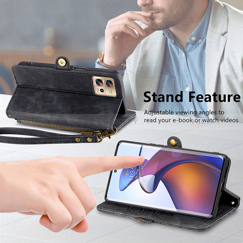 Handytasche Stand Schutzhülle Flip Leder Hülle S17D für Motorola Moto Edge 30 Fusion 5G groß