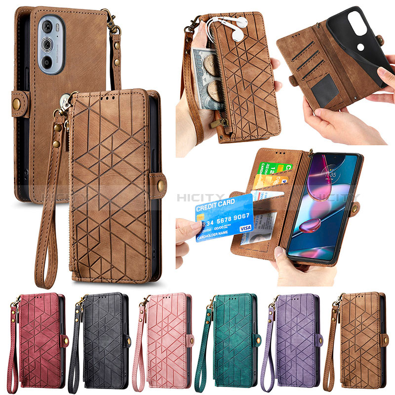 Handytasche Stand Schutzhülle Flip Leder Hülle S17D für Motorola Moto Edge Plus (2022) 5G groß