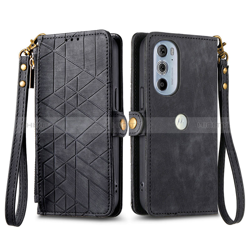 Handytasche Stand Schutzhülle Flip Leder Hülle S17D für Motorola Moto Edge Plus (2022) 5G Schwarz Plus