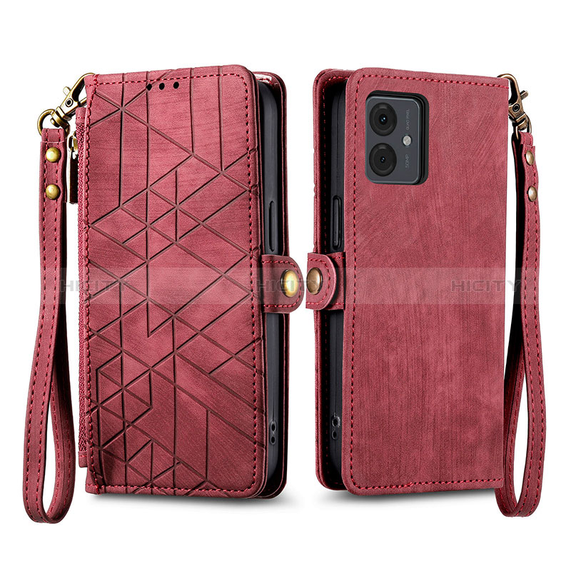 Handytasche Stand Schutzhülle Flip Leder Hülle S17D für Motorola Moto G14 Rot