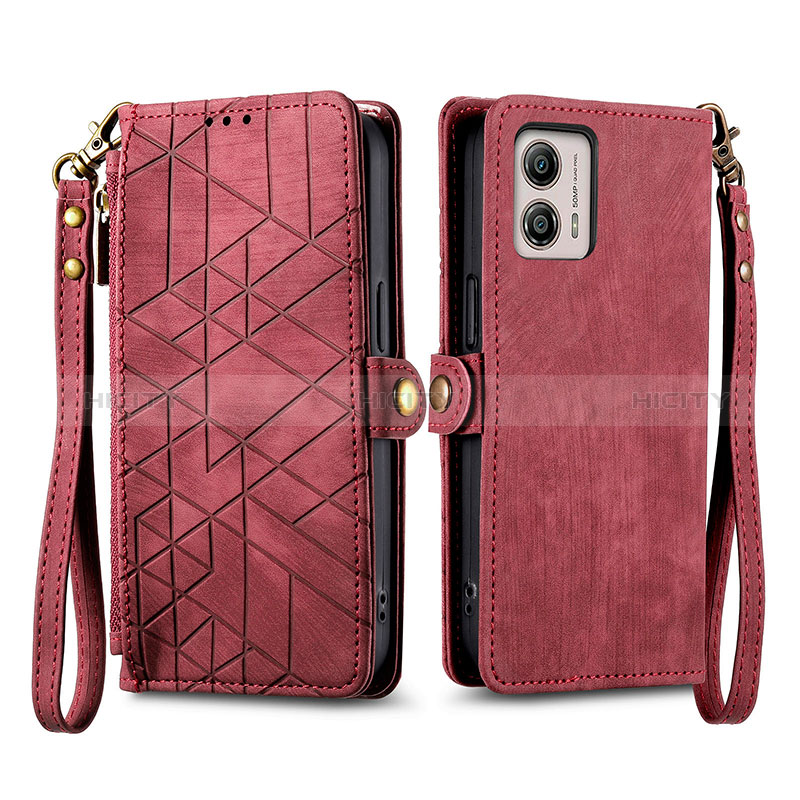 Handytasche Stand Schutzhülle Flip Leder Hülle S17D für Motorola Moto G53j 5G Rot