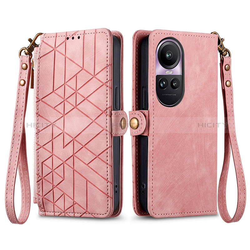 Handytasche Stand Schutzhülle Flip Leder Hülle S17D für Oppo Reno10 5G Rosa