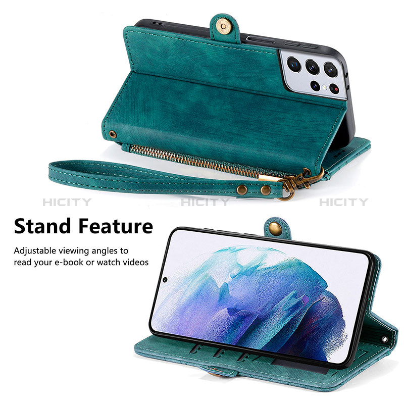 Handytasche Stand Schutzhülle Flip Leder Hülle S17D für Samsung Galaxy S22 Ultra 5G