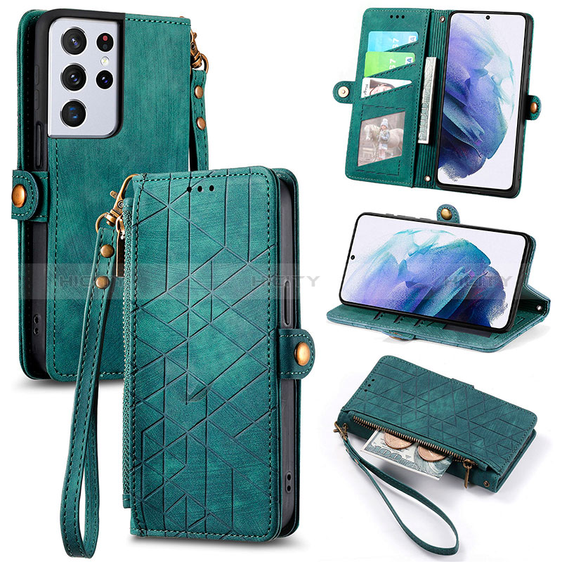 Handytasche Stand Schutzhülle Flip Leder Hülle S17D für Samsung Galaxy S22 Ultra 5G