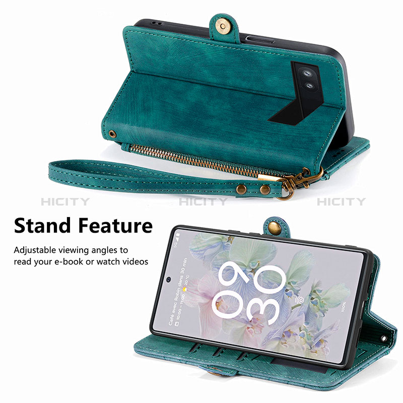 Handytasche Stand Schutzhülle Flip Leder Hülle S18D für Google Pixel 6a 5G groß