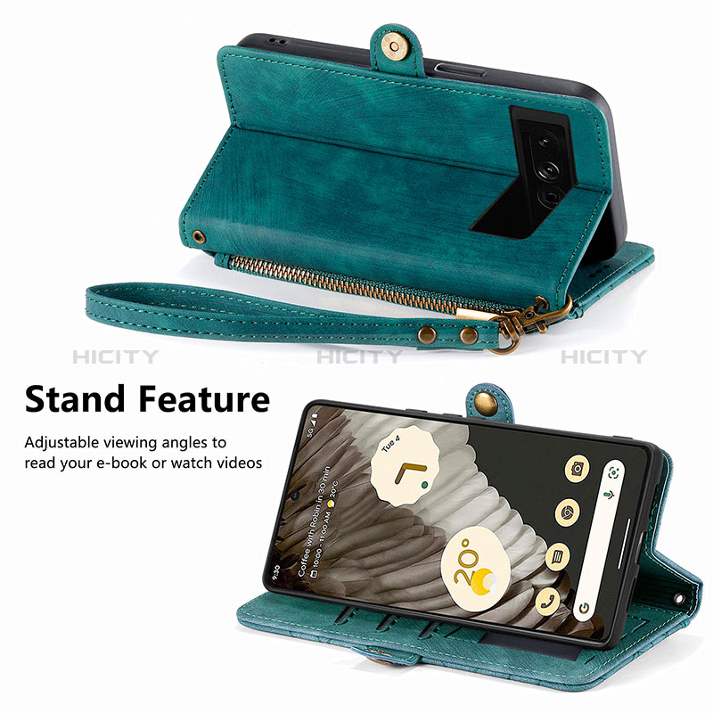 Handytasche Stand Schutzhülle Flip Leder Hülle S18D für Google Pixel 7 Pro 5G groß