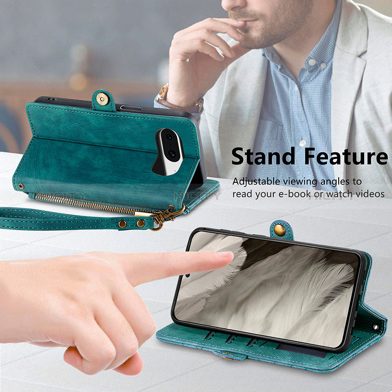 Handytasche Stand Schutzhülle Flip Leder Hülle S18D für Google Pixel 8 5G groß