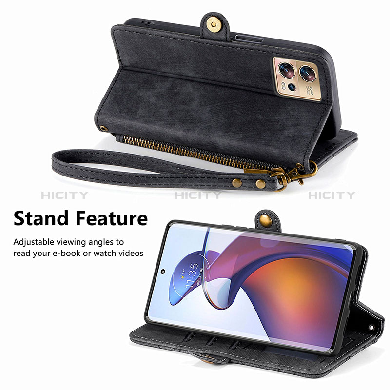 Handytasche Stand Schutzhülle Flip Leder Hülle S18D für Motorola Moto Edge 30 Fusion 5G groß