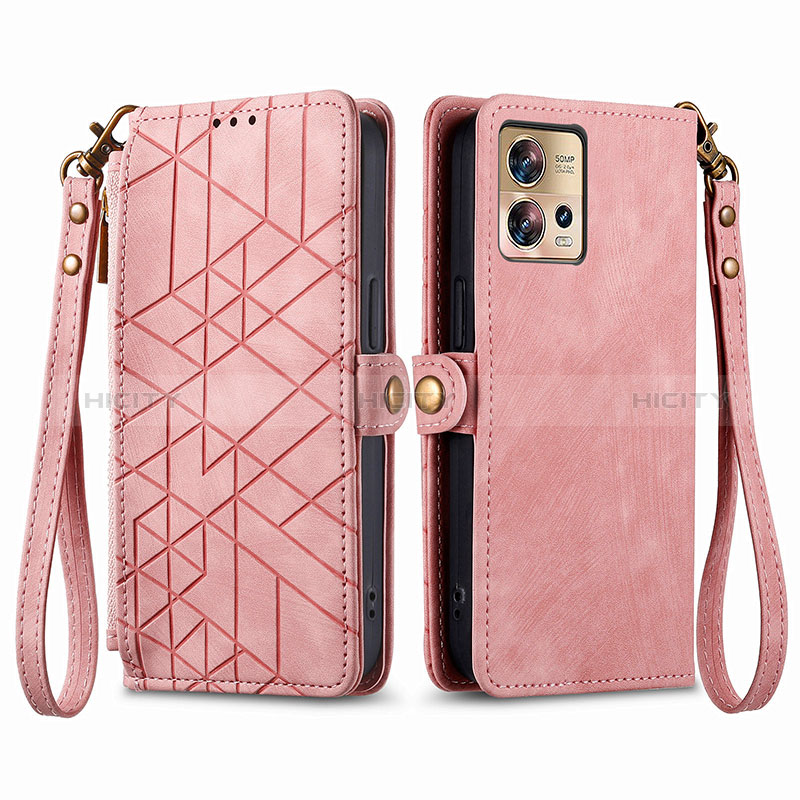 Handytasche Stand Schutzhülle Flip Leder Hülle S18D für Motorola Moto Edge 30 Fusion 5G Rosa Plus