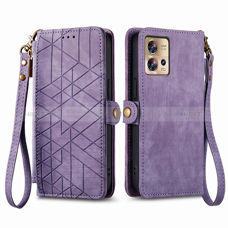 Handytasche Stand Schutzhülle Flip Leder Hülle S18D für Motorola Moto Edge 30 Fusion 5G Violett