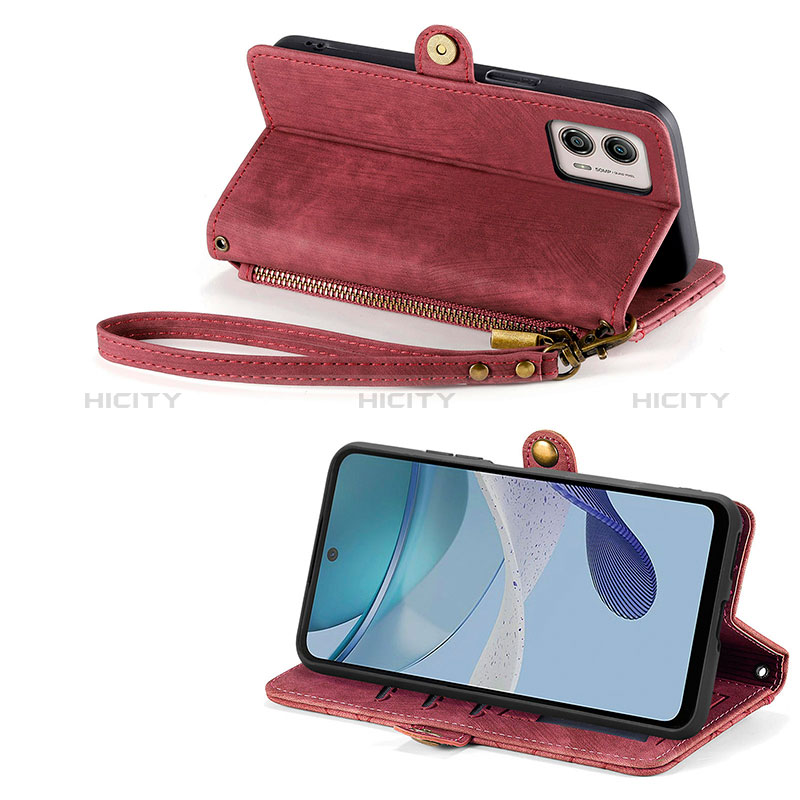 Handytasche Stand Schutzhülle Flip Leder Hülle S18D für Motorola Moto G53 5G groß