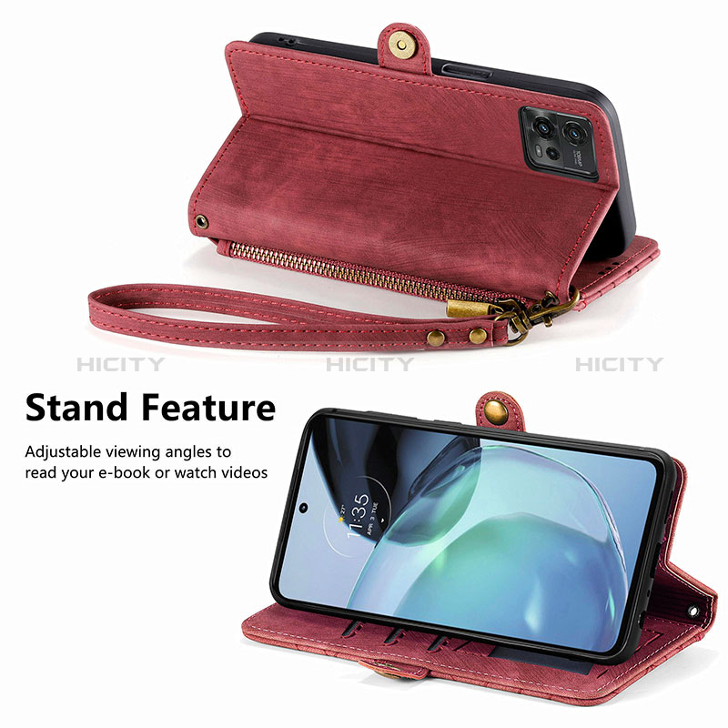 Handytasche Stand Schutzhülle Flip Leder Hülle S18D für Motorola Moto G72