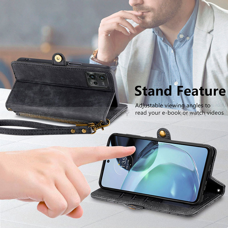 Handytasche Stand Schutzhülle Flip Leder Hülle S18D für Motorola Moto G72