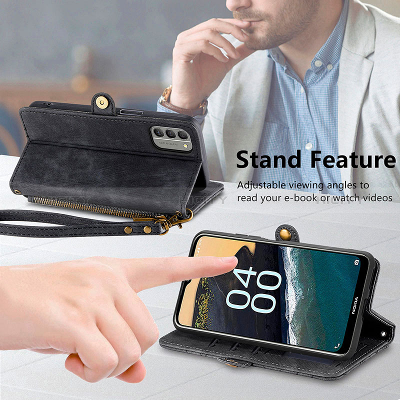 Handytasche Stand Schutzhülle Flip Leder Hülle S18D für Nokia G400 5G groß