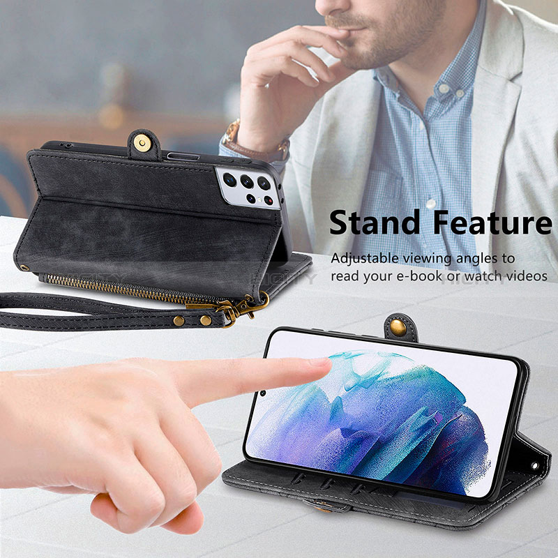 Handytasche Stand Schutzhülle Flip Leder Hülle S18D für Samsung Galaxy S22 Ultra 5G