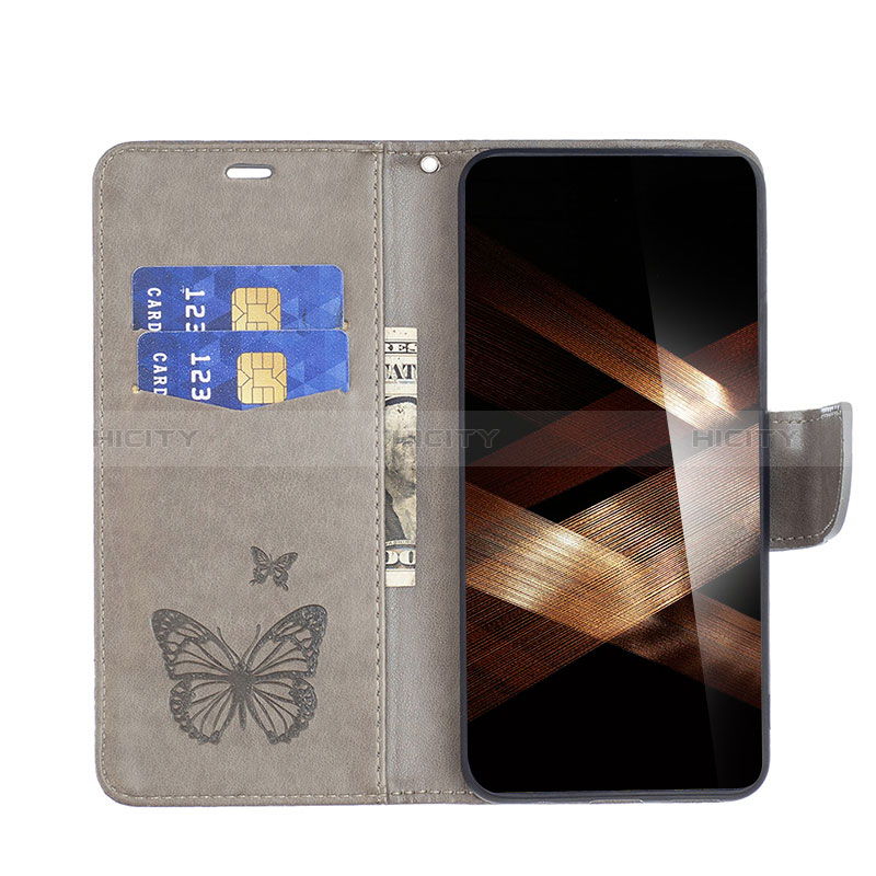 Handytasche Stand Schutzhülle Flip Leder Hülle Schmetterling B01F für Huawei Honor X7a groß