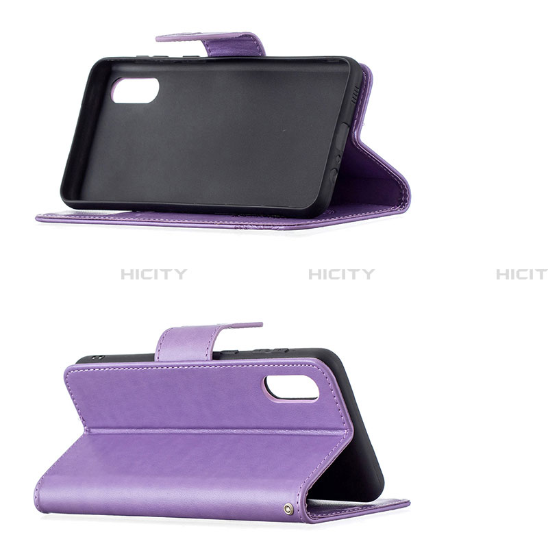 Handytasche Stand Schutzhülle Flip Leder Hülle Schmetterling B01F für Samsung Galaxy A02