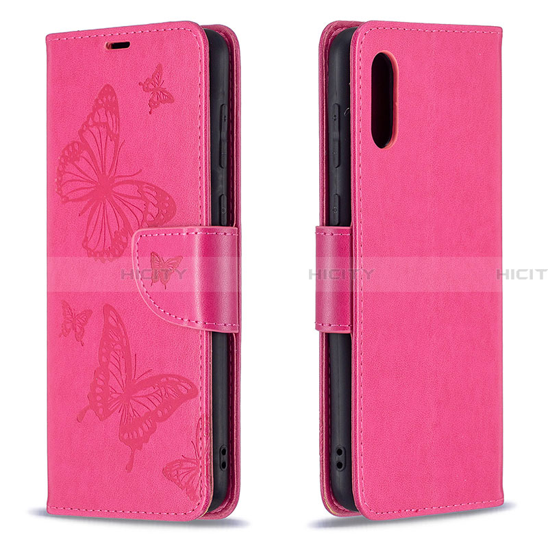 Handytasche Stand Schutzhülle Flip Leder Hülle Schmetterling B01F für Samsung Galaxy A02