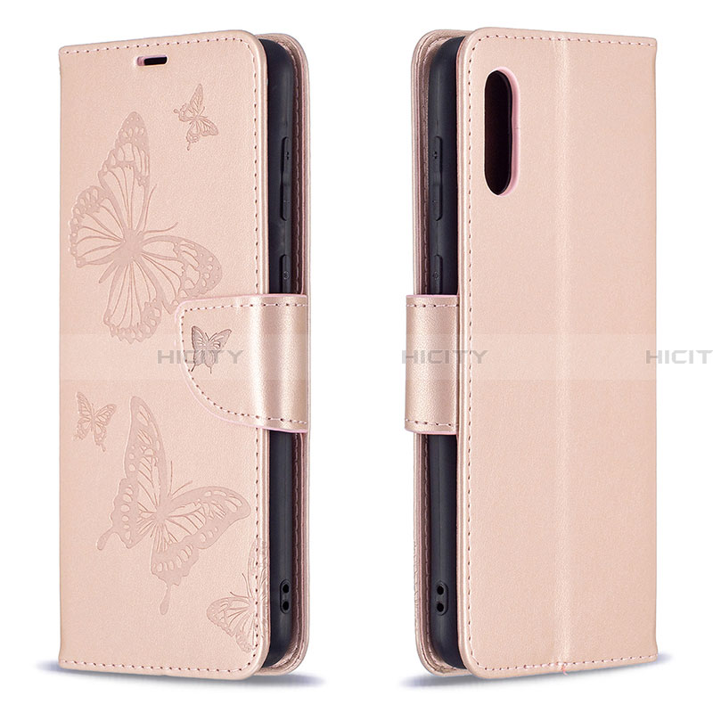 Handytasche Stand Schutzhülle Flip Leder Hülle Schmetterling B01F für Samsung Galaxy A02 groß