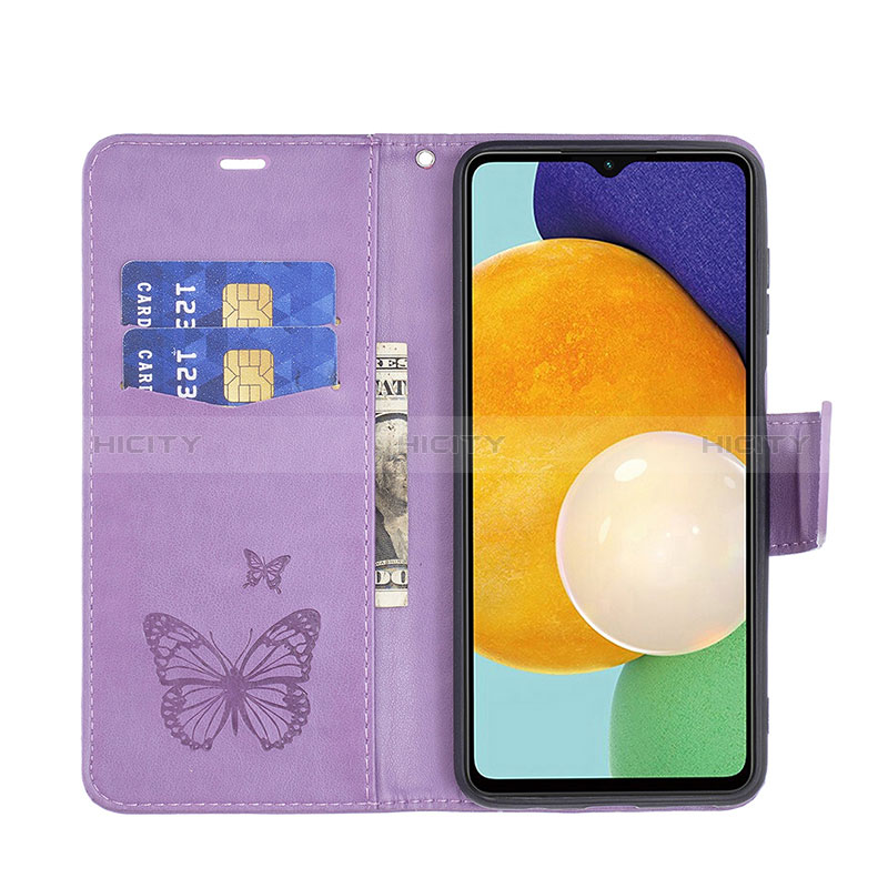 Handytasche Stand Schutzhülle Flip Leder Hülle Schmetterling B01F für Samsung Galaxy A04s