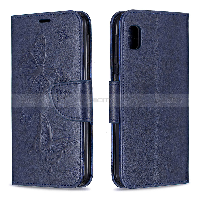 Handytasche Stand Schutzhülle Flip Leder Hülle Schmetterling B01F für Samsung Galaxy A10e Blau Plus