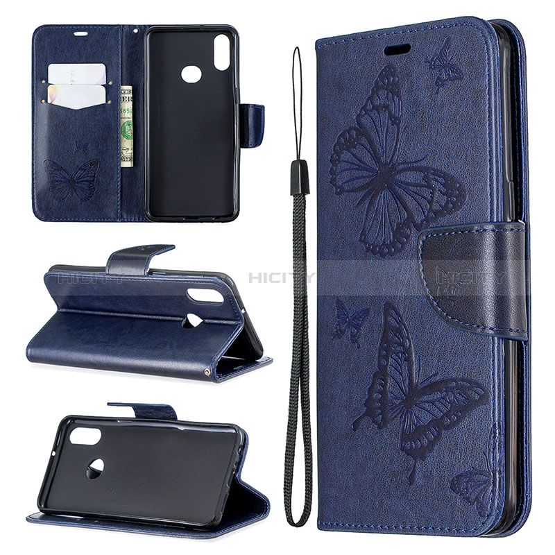 Handytasche Stand Schutzhülle Flip Leder Hülle Schmetterling B01F für Samsung Galaxy A10s groß