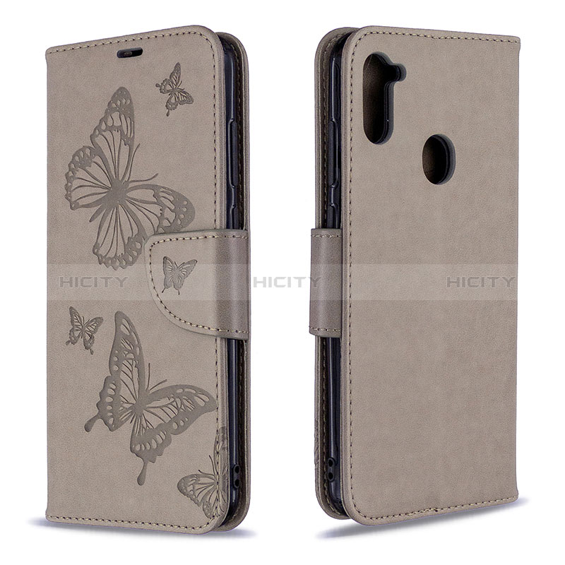 Handytasche Stand Schutzhülle Flip Leder Hülle Schmetterling B01F für Samsung Galaxy A11 groß