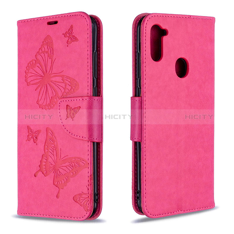 Handytasche Stand Schutzhülle Flip Leder Hülle Schmetterling B01F für Samsung Galaxy A11 groß