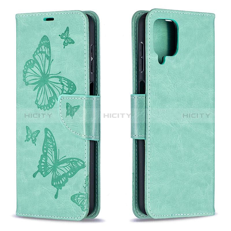 Handytasche Stand Schutzhülle Flip Leder Hülle Schmetterling B01F für Samsung Galaxy A12 5G