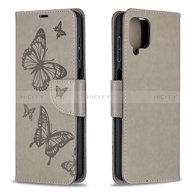 Handytasche Stand Schutzhülle Flip Leder Hülle Schmetterling B01F für Samsung Galaxy A12 5G groß