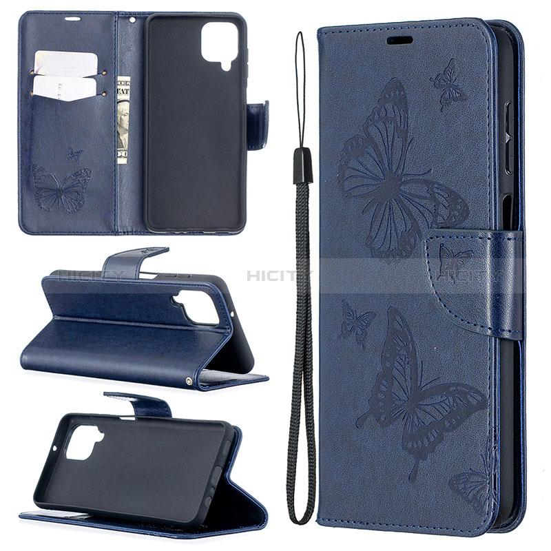 Handytasche Stand Schutzhülle Flip Leder Hülle Schmetterling B01F für Samsung Galaxy A12 Nacho