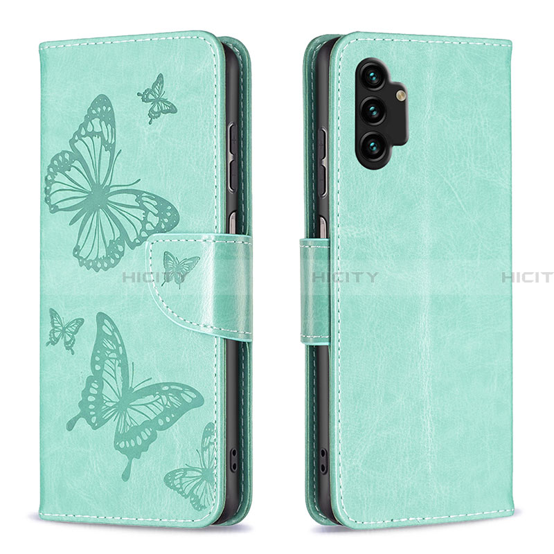 Handytasche Stand Schutzhülle Flip Leder Hülle Schmetterling B01F für Samsung Galaxy A13 4G groß