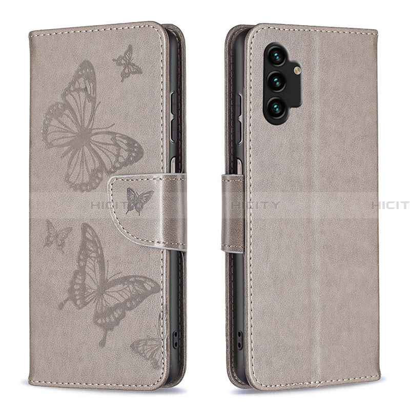 Handytasche Stand Schutzhülle Flip Leder Hülle Schmetterling B01F für Samsung Galaxy A13 4G groß