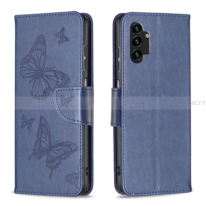 Handytasche Stand Schutzhülle Flip Leder Hülle Schmetterling B01F für Samsung Galaxy A13 4G groß