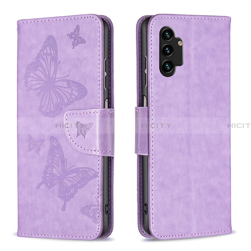 Handytasche Stand Schutzhülle Flip Leder Hülle Schmetterling B01F für Samsung Galaxy A13 4G groß