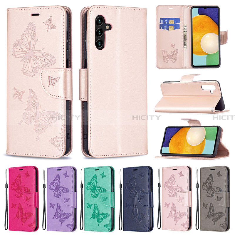 Handytasche Stand Schutzhülle Flip Leder Hülle Schmetterling B01F für Samsung Galaxy A13 5G