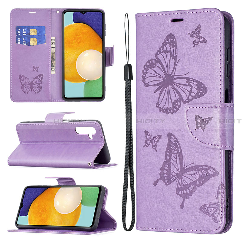 Handytasche Stand Schutzhülle Flip Leder Hülle Schmetterling B01F für Samsung Galaxy A13 5G groß