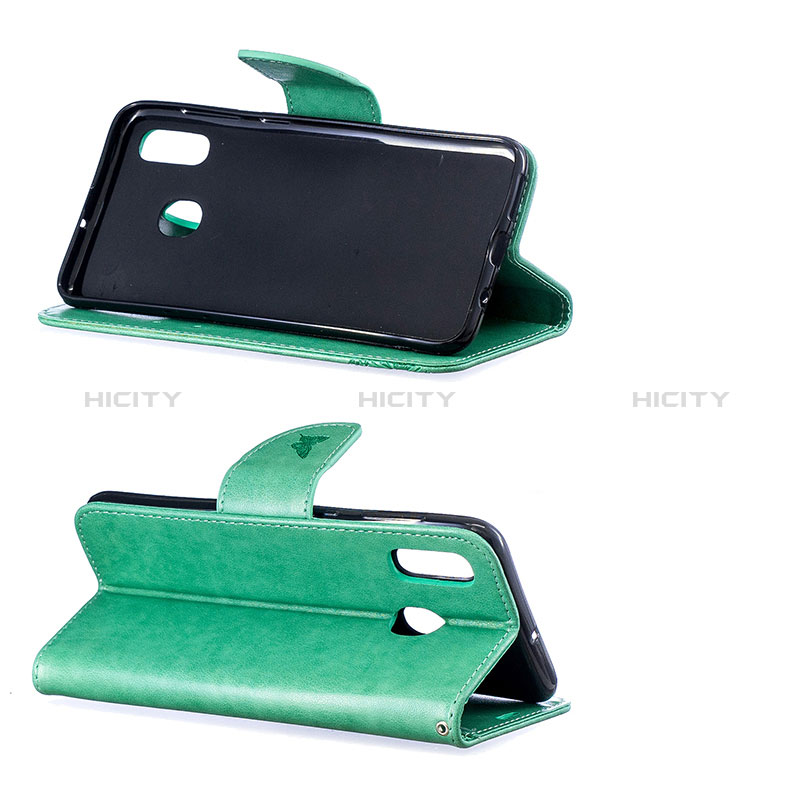 Handytasche Stand Schutzhülle Flip Leder Hülle Schmetterling B01F für Samsung Galaxy A20 groß